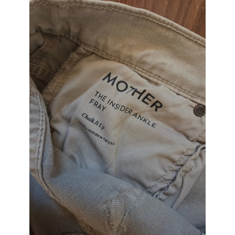 MOTHER The Insider Ankle‎ Fray Jeans Chalk It Up Womens Size 28 cream in color